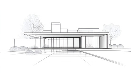 Poster - beautiful house graphic design, sketch of a beautiful house