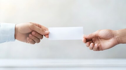 Handing Over a Blank Business Card to Another Person