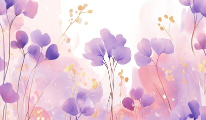 Wall Mural - Flowing wild floral wallpaper with seamless watercolors in hand painting style