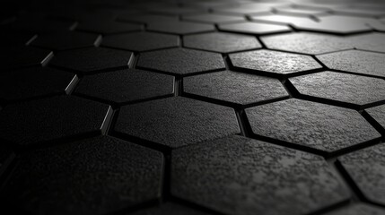 Wall texture with 3D hexagon tile pattern on a futuristic, high tech background.
