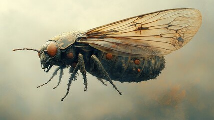 Wall Mural - macro photography of a detailed insect with wings