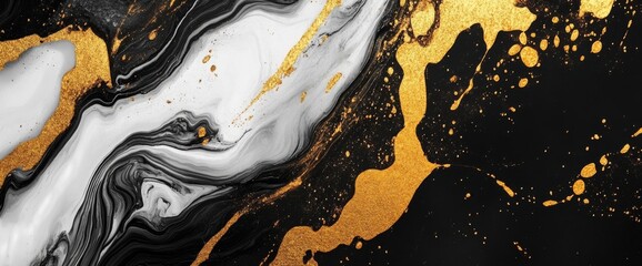 Ink texture watercolor white fluid wall with gold abstract design. Abstract liquid gold design luxury wallpaper nature black brush oil modern paper splash painting water.