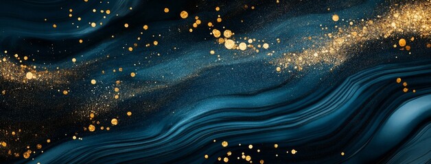 Wall Mural - starry night sky wallpaper with deep indigo and black watercolor washes