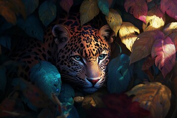 Wall Mural - Stock image of a jungle leopard jaguar wallpaper