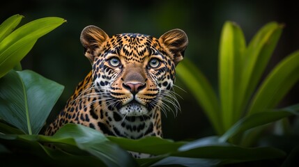 Wall Mural - Detailed portrait of a leopard on an HD wallpaper in 8K