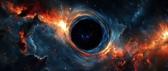 Wall Mural - colorful abstract wallpaper 21:9, illustrations of colored galaxies, supernovas, stars, planets, and
