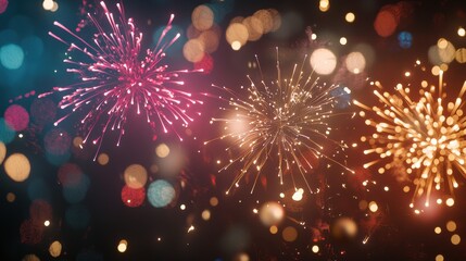 Mesmerizing Fireworks Explosion in Night Sky Event