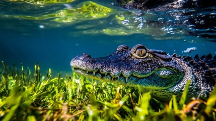 Grass with crocodiles HD 8K wallpaper