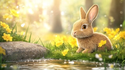 Stock Photographic Image of an 8K rabbit in the grass