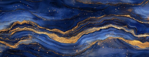 Wall Mural - starry night sky abstract wallpaper watercolor washed with deep indigo and black colors