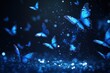 © itchaznong - A blue background with a bunch of butterflies flying around