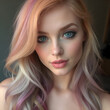 © patypixie - Una hermosa mujer de ojos azuleas y pelo colorido