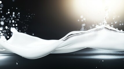 Poster - A splash of white milk on a black background