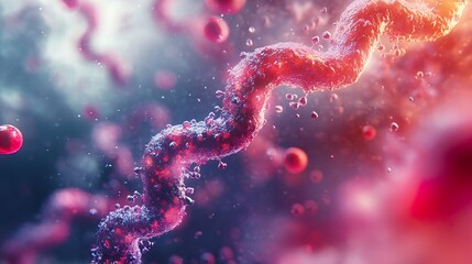 Wall Mural - microscopic view of a dna helix - scientific abstract image