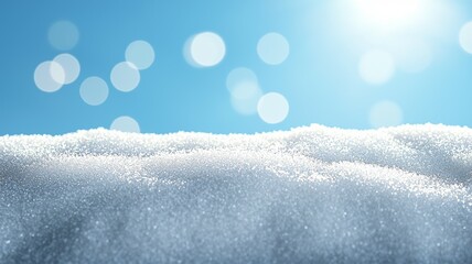 A snowy hill with a blue sky in the background