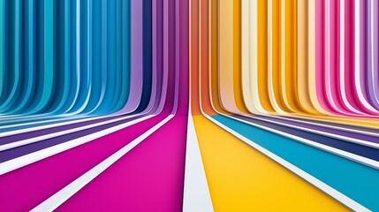 Wall Mural - Abstract colorful background with curved lines creating a perspective effect.