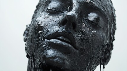 Poster - Black and White Portrait of a Person with a Textured Face