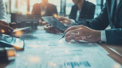 Wall Mural - generate a photo realistic image of construction project teams collaborating on project tasks, with 
