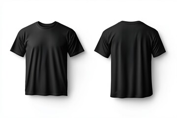 Black t-shirt mockup front and back on white background