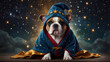 © Arief - a bulldog puppy dressed in a wizard robe and hat