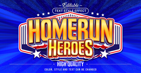 Fototapete - Editable text style effect - Homerun text style theme.