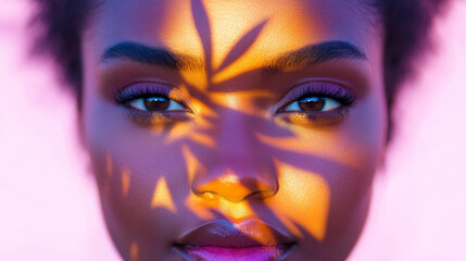 Canvas Print - Close-up of a woman's face with light and shadows