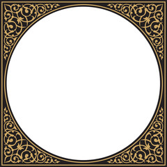 Wall Mural - Vector illustration of gold ornamental design pattern on square frame border, suitable for calligraphy, invitation cards, frame decoration, used with text placement in the center