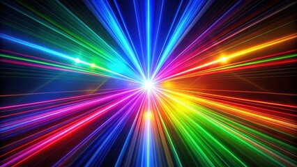 Wall Mural - Multicolored bright laser rays on black background, cosmic abstract pattern, laser, rays, colorful, bright, cosmic