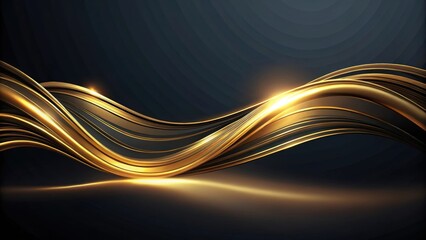 Sticker - Luxurious golden wave design on a dark background, luxury, golden, wave, dark, background, elegant, black, lines, shiny