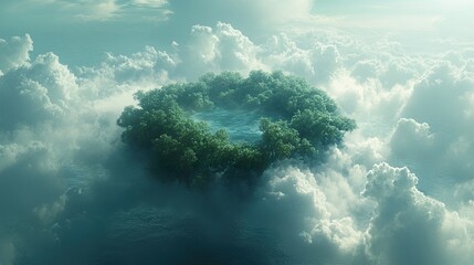 Dreamy Island in the Clouds: A Surreal Landscape