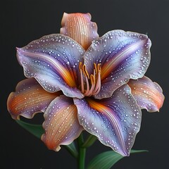 Sticker - Purple Lily Flower with Water Drops - Close Up Macro Photography