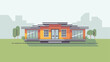 © Alexander - Stylized illustration of modern house model in bold lines and colors.