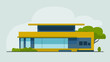 © Alexander - Stylized illustration of modern house model in bold lines and colors.
