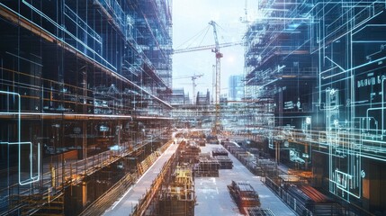 Wall Mural - generate a photo realistic image of supply chain coordination for a construction project, with suppl