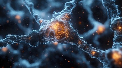 Wall Mural - abstract neuron network: a glowing 3d rendering