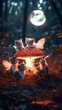 © Raul - Five adorable kittens with fairy wings gather around a glowing mushroom in a magical forest setting.
