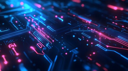 2d illustration Abstract futuristic electronic circuit technology background. 