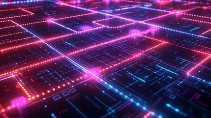 2d illustration Abstract futuristic electronic circuit technology background. 