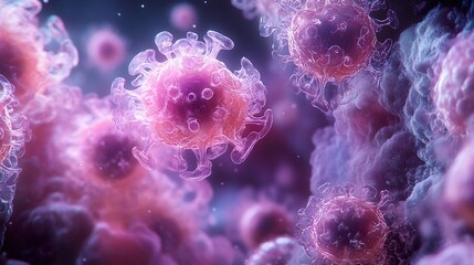 Wall Mural - microscopic view of a virus - science illustration