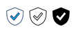© AAVAA - Shield check mark  icon vector. Protection approve sign. Safe icon vector