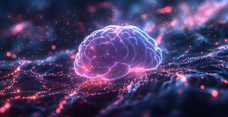 Wall Mural - a brain is shown in a colorful, glowing light