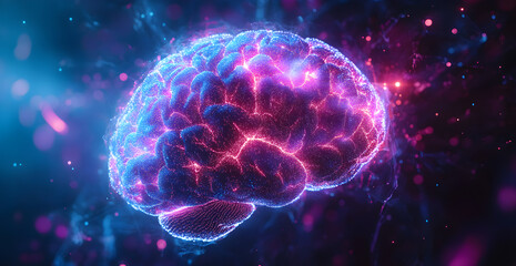 Wall Mural - a brain with purple and blue colors
