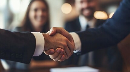 Canvas Print - Professionals Engaging in a Firm Handshake