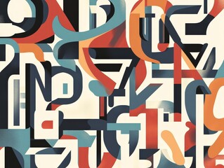 Wall Mural - A typographic poster showcasing a mix of serif and sans-serif fonts, arranged in a dynamic and visually engaging composition.