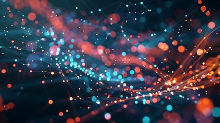 Wall Mural - abstract digital network with glowing lights and lines forming a dynamic background.