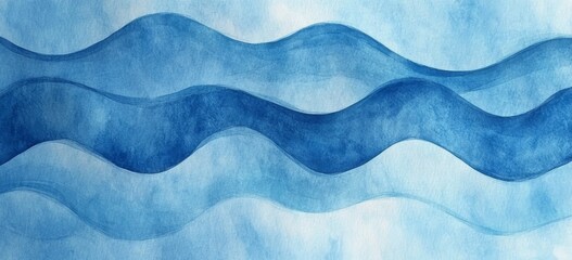 Sticker - abstract illustration of a blue watercolor background with a watery wavy texture made for wallpapers