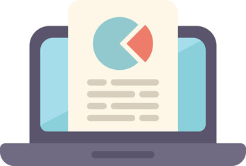 Wall Mural - laptop displaying a document containing a pie chart, representing data analysis and business reporti