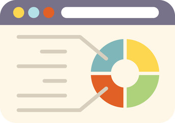 Wall Mural - website is displaying data analysis with a pie chart and a data table, visualizing information for b