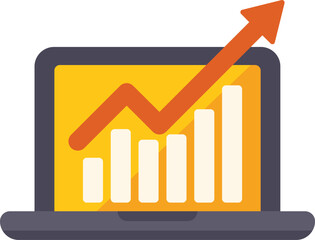 Laptop displaying a growing chart indicating a positive trend, symbolizing financial success and business growth