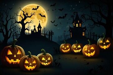 Wall Mural - halloween background with pumpkin